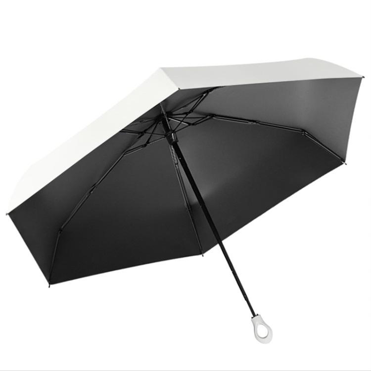 New Macaron Color Five-Fold Ultra-Light Sun Protection Compact Mini Umbrella with Buckle Handle