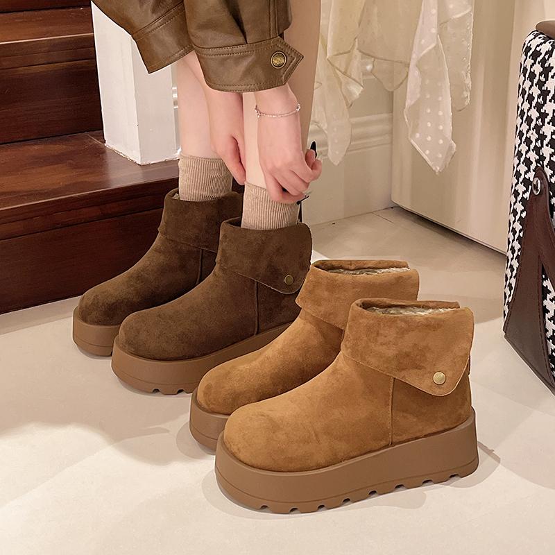Fashion Women Shoes on Sale High Quality Winter Slip-on Mid-calf Women Boots Fashion Solid Casual Snow Boots Large Size Platform Boots