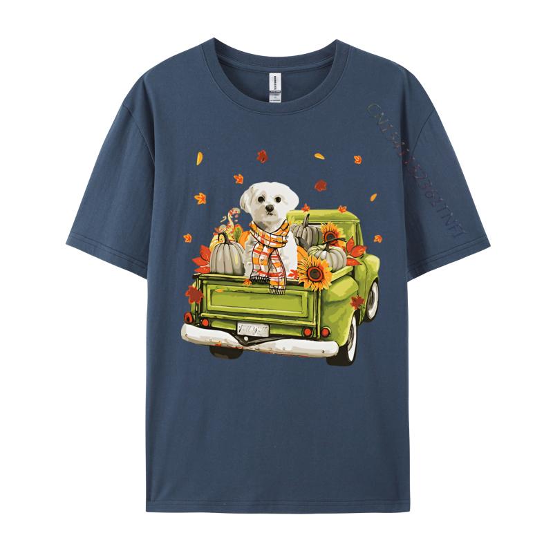 Party Happy Fall Yall Maltese Dog On Truck Tshirt Top Tshirts Rife Tops  Tees Cotton Men Cute Style Cotton Graphic Tees