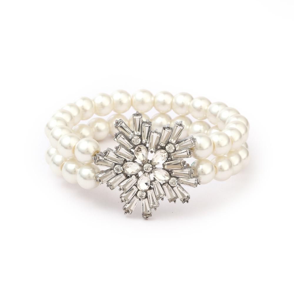 Imitation Pearl Necklace Earrings Bracelet Three-piece High-end Prom Bridal Dress Jewelry Set Fashion Accessories