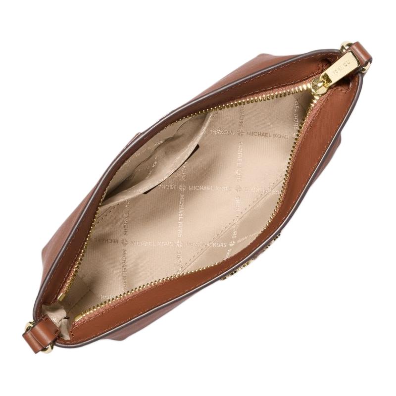 Michael Kors MK Jet Set Logo Zip Closure Coated Canvas Crossbody Bag Small Women bags Brown 35F4GTVC5L-LUGGAGE