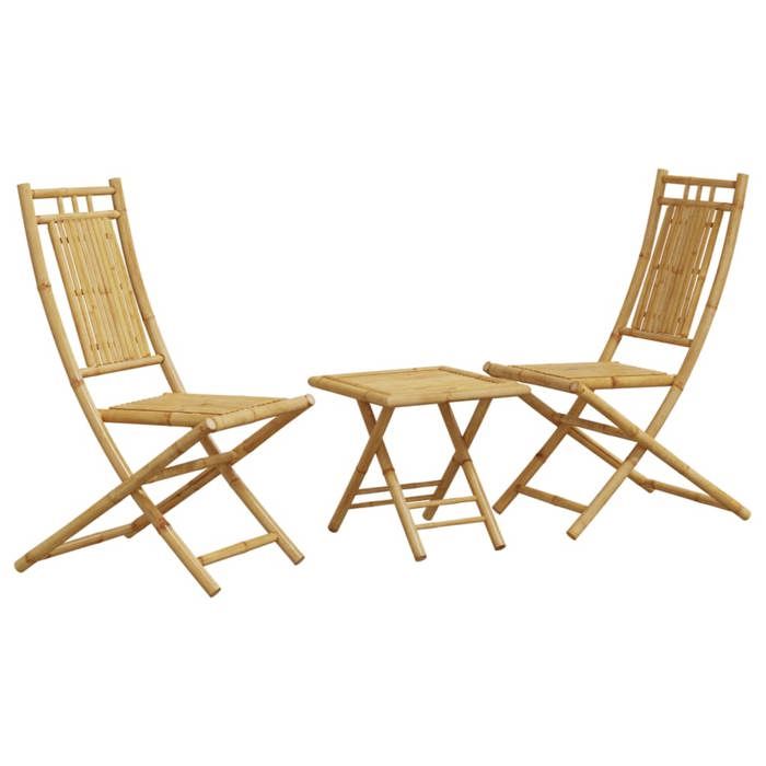 VidaXL 3-piece Bamboo Bistro Set, Garden Bistro Set, Balcony Set, Outdoor Furniture Set 3278522