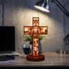 Wooden Decoration Desktop Cross Ornament Handcrafted Luminous Ornament  Easter Party