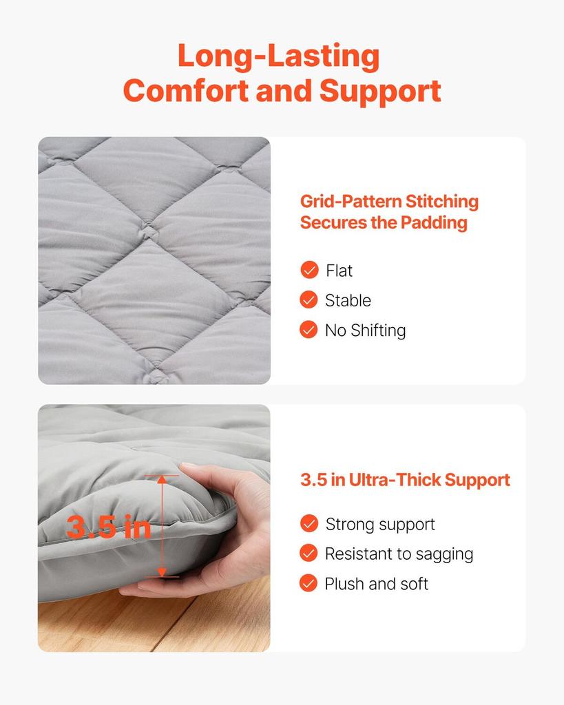 Japanese Tatami Mat, Full Size Foldable Japanese Tatami Mattress, Futon Mattress with Storage Bag & Fastener, 9-Layer Floor Mat for Sleeping, Dorm,