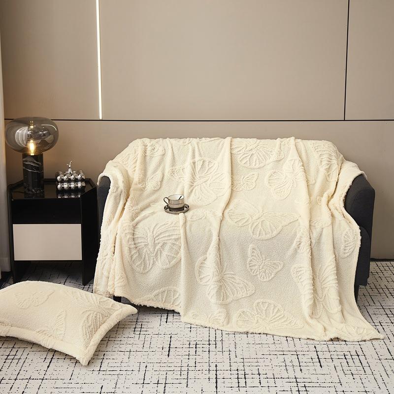 Butterfly Jacquard Four Seasons Flannel Blanket with Exquisite 3D Butterfly Comfortable and Warm Suitable for Bed Sofa Camping Blankets