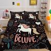 Home Bedding Set Woman 3D Unicorn Cartoon Lovely Home Bedclothes Twin Full Size Polyester Bed Set Cover