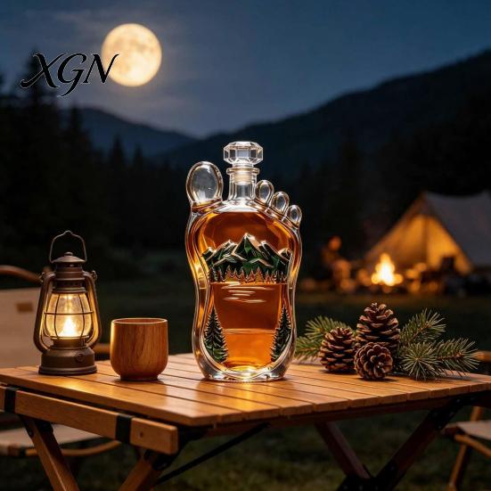 Whiskey Decanter Sasquatch Foot Bottle, Shaped Glass Wine Kitchen Bottle Decorative Liquor for Home Bar Parties High Borosilicate