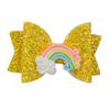 Girl Hairpin Three-Dimensional Bow Shape Rainbow Gradient Color Glitter Hair Clip Side Bangs Party Hair Accessory