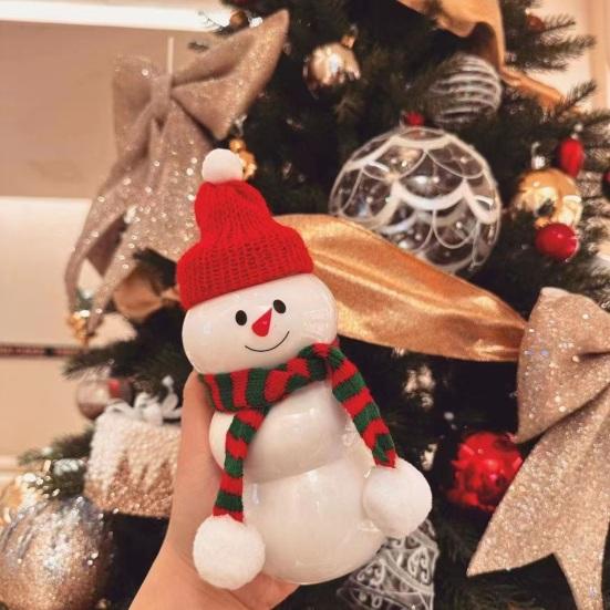 Garrafa de Bebida Boneco de Neve de Natal com Chapéu e Cachecóis 500ml Copo de Plástico à Prova de Vazamentos para Suco e Leite Garrafa de Água Reutilizável para Crianças