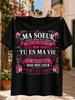 Ma Sur Tu Es Mon Souffle Tu Es Ma Vie with Pink Roses Ribbons Hearts and Heartfelt French Message  Unisex All TShirt