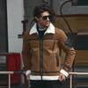 Giacca in Pelle di Pile con Collo a Revers Stile Europeo e Americano, Giacca in Pelle Taglia Larga con Pelliccia Integrata da Uomo