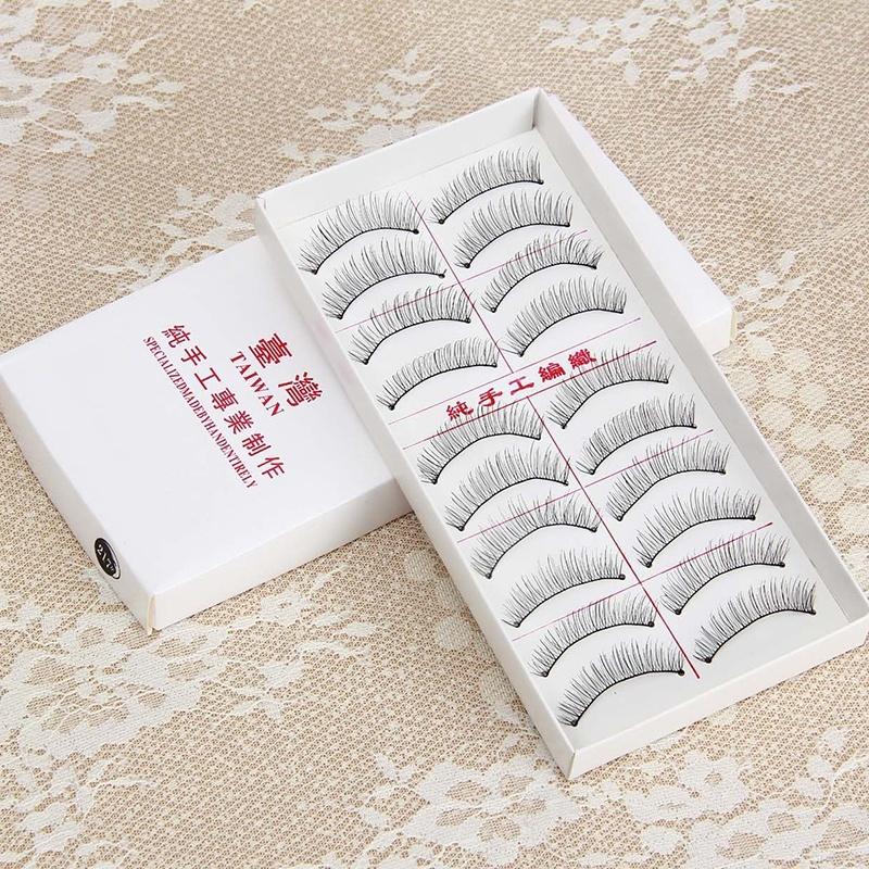 New 10Pairs Natural Fashion Eyelashes Eye Makeup Handmade Long False Lashes Sparse