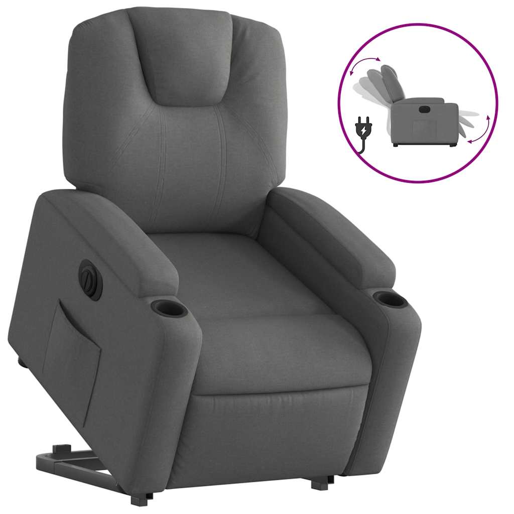 Electric Recliner Chair with Rising Function Dark Grey Fabric