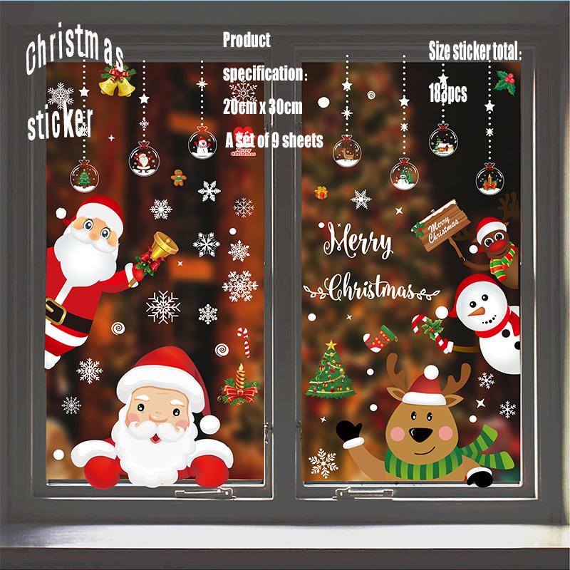 3D Snowflake Window Stickers 4/8/9 Sheets Christmas Window Stickers Reusable PVC White Snowflakes Christmas Room Decoration