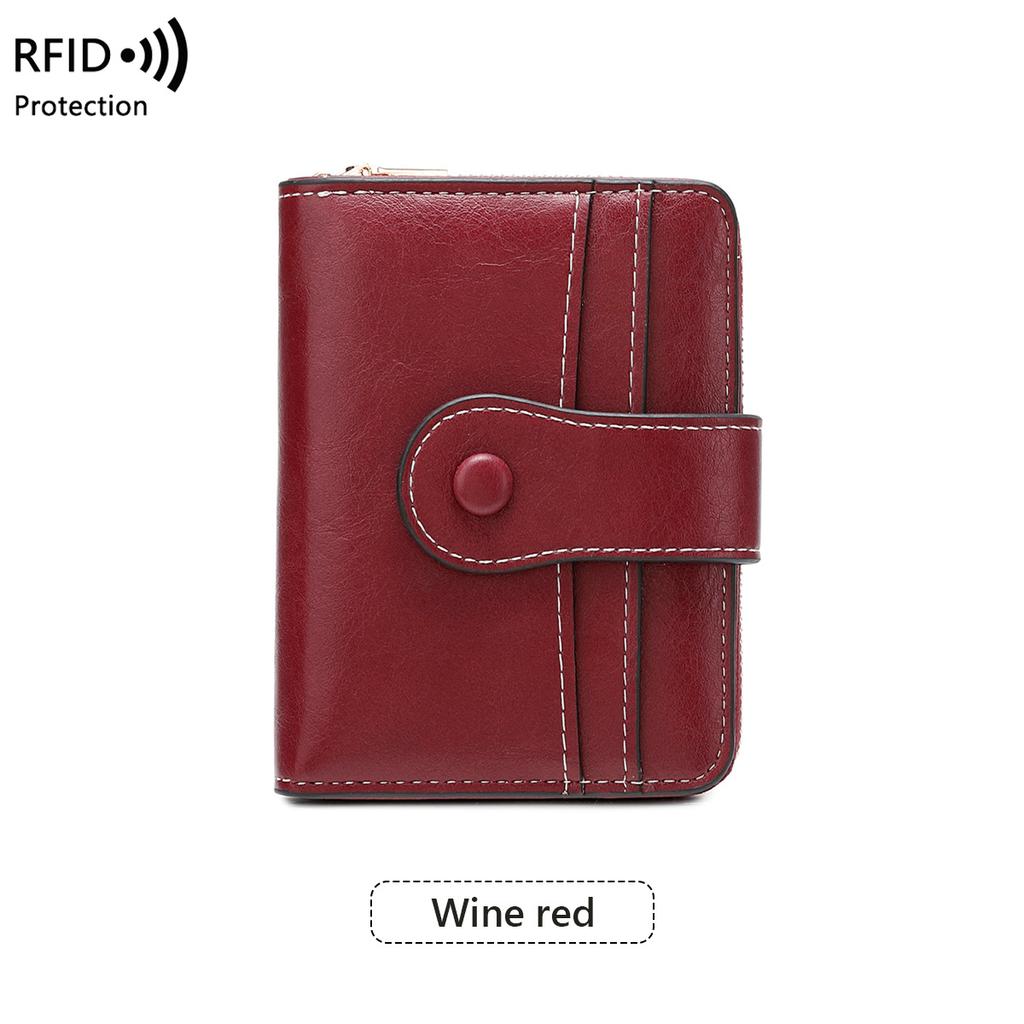 New Anti-magnetic Short Wallet Multi-function Zipper Buckle Wallet Retro Women's Change Bag
