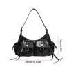 Simple Y2K Retro Shoulder Bag Multi-pocket Spicy Girl Vintage Underarm Bag Korean Handbag Motorcycle Bag Shopping
