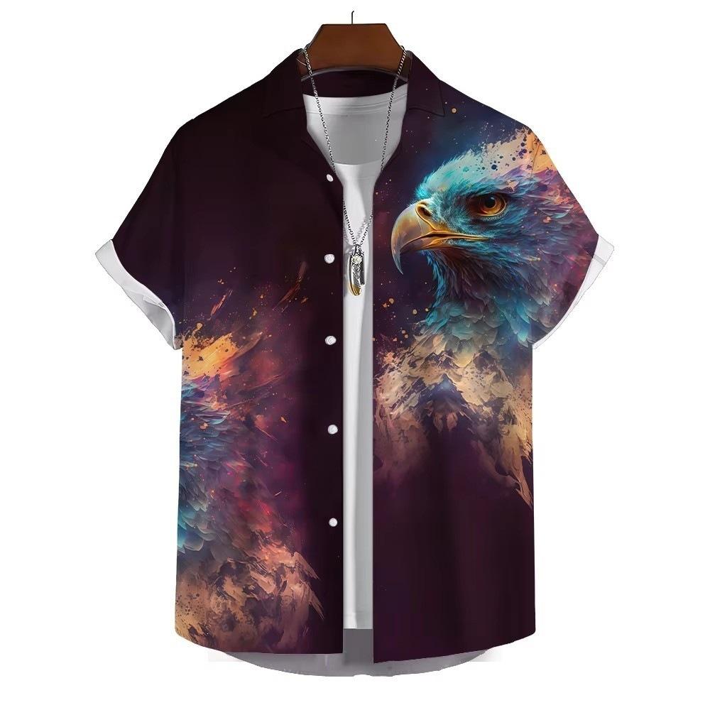 Men's Tiger Print Hawaiian Short Sleeve Shirt Casual