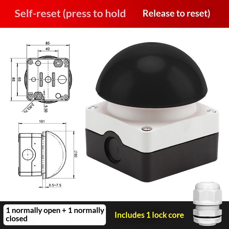 

IP65 Waterproof Emergency Stop Push Button Switch Mushroom Head Self Locking Reset 1NO Foot Hand Control For Industrial Safety