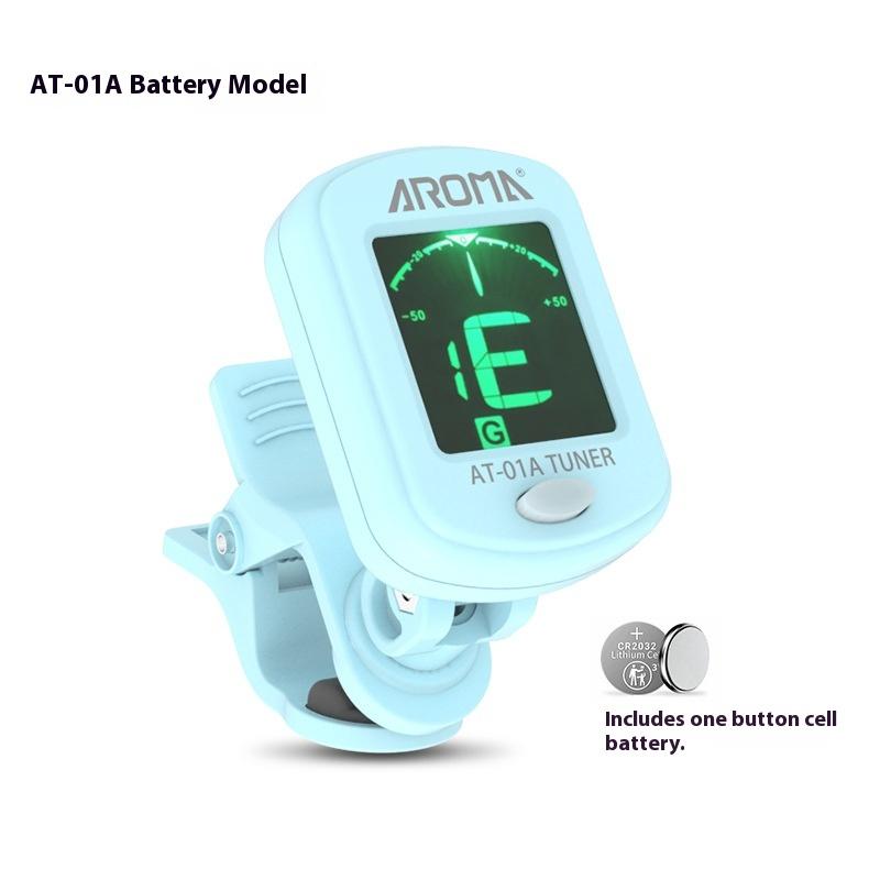 Bunter At-01A Gitarrenstimmgerät Drehbarer Clip-On Stimmgerät Digitales Elektronisches LCD-Display für Akustikgitarre Bass Ukulele Gitarre