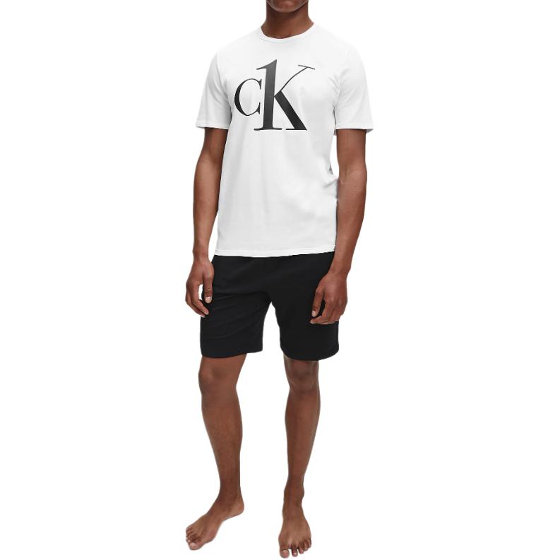 Calvin Klein Letter Print Pullover Round Neck Short Sleeve T-Shirt Men Tops White 000NM1903E-7UM