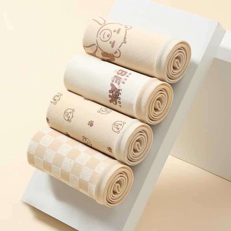 Fenteng Women's Teddy Bear Mid-Waist Cotton Briefs 4-Pack