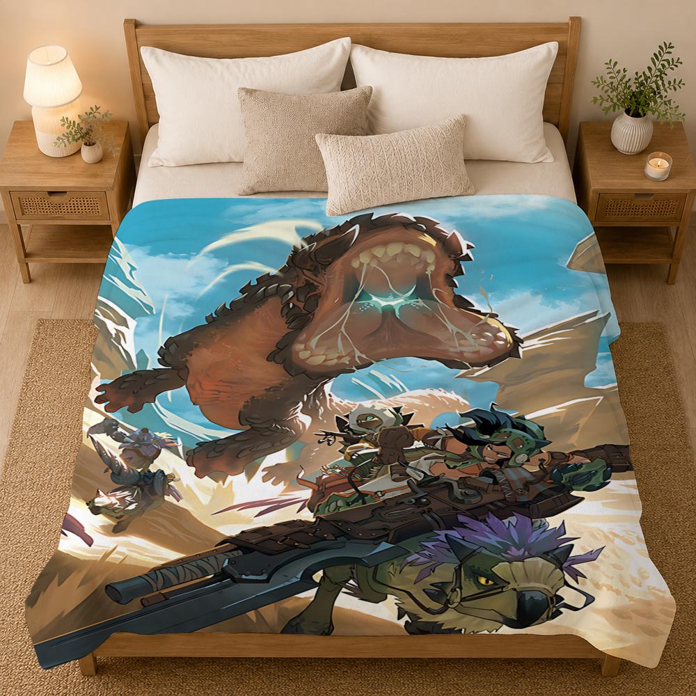 Monster Hunter Game Throw 240g Flannel Blanket, Suitable for Sofas, Beds, Offices,  Exquisite Gift Blankets