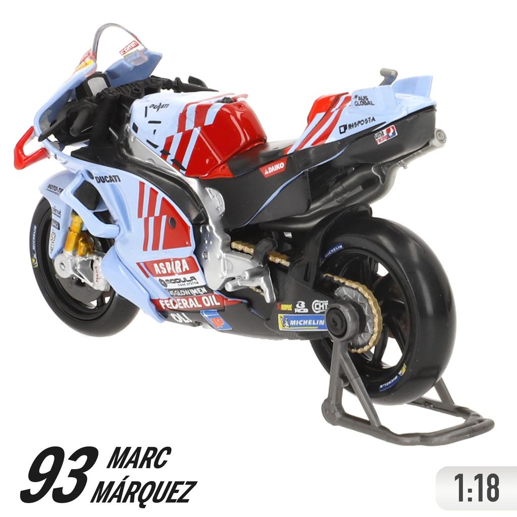 Maisto 1/18 Scale Diecast Model Car 2024 Gresini Racing Ducati Desmosedici #73 Alex Marquez Light Blue / Finished Motorcycle Model 36399#73