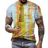Buntes Graffiti Muster T-Shirt Für Männer Color Blocking 3D Druck T-Shirts Sommer Lässig Kurzarm Rundhals Oberteile Lockere T-Shirts