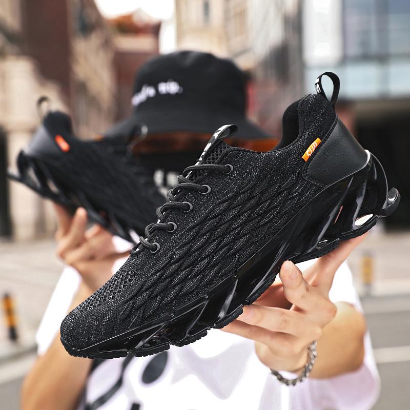 

Дихаючі літаючі трикотажні дихаючі спортивні туфлі для чоловіків, спортивні кросівки на шнурівці, повсякденне чоловіче взуття 44 чорний