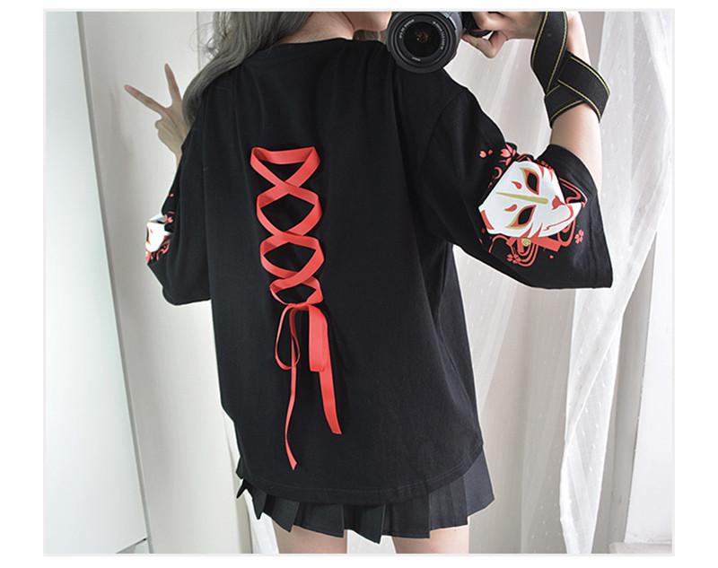 SCIONE Damenbekleidung Anime Printed Cross Ribbon Herren T-Shirt Harajuku Frühling Baumwolltop Hoodies