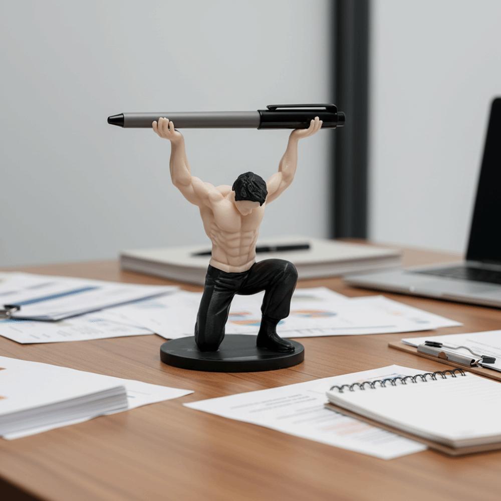 Pen Stand Desktop Muscle Man Ornament Plastic Muscular Man Figurine Muscular Man Pen Holder Gift