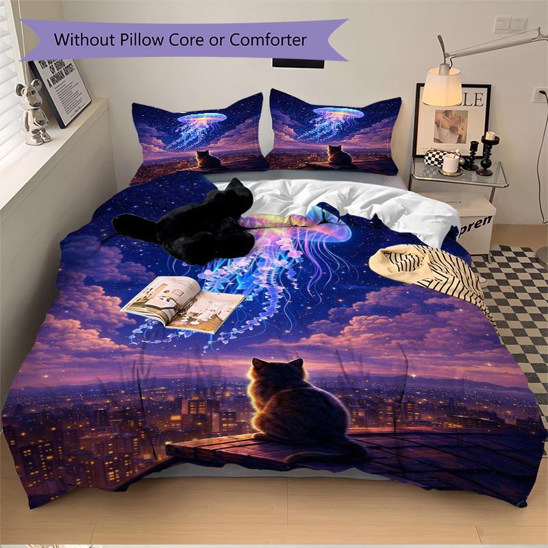 

3 шт. Аниме Медуза Комплект постельного белья - Включает один пододеяльник и две наволочки (Нет ядра) - Идеально для декора спальни и гостевой комнаты, F 135x200cm