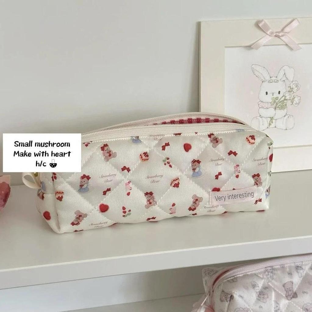 Japanese Floral Bear Pencil Case: Cute, Spacious, High-Quality Student Stationery Bag