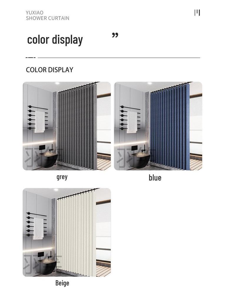 Vattentätt Vikbart Duschdraperi för Toaletter och Badrum, Stansfri Imitation Linne Avdelare.