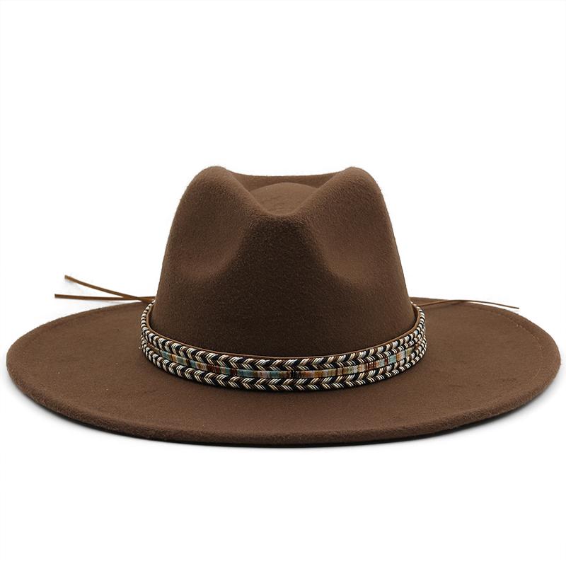 Toamnă iarnă bărbați fedoras pălărie de fetru pentru femei sombrero jazz pălărie melon pentru bărbați pălării de top vintage în aer liber cu bor mare 9,5 cm