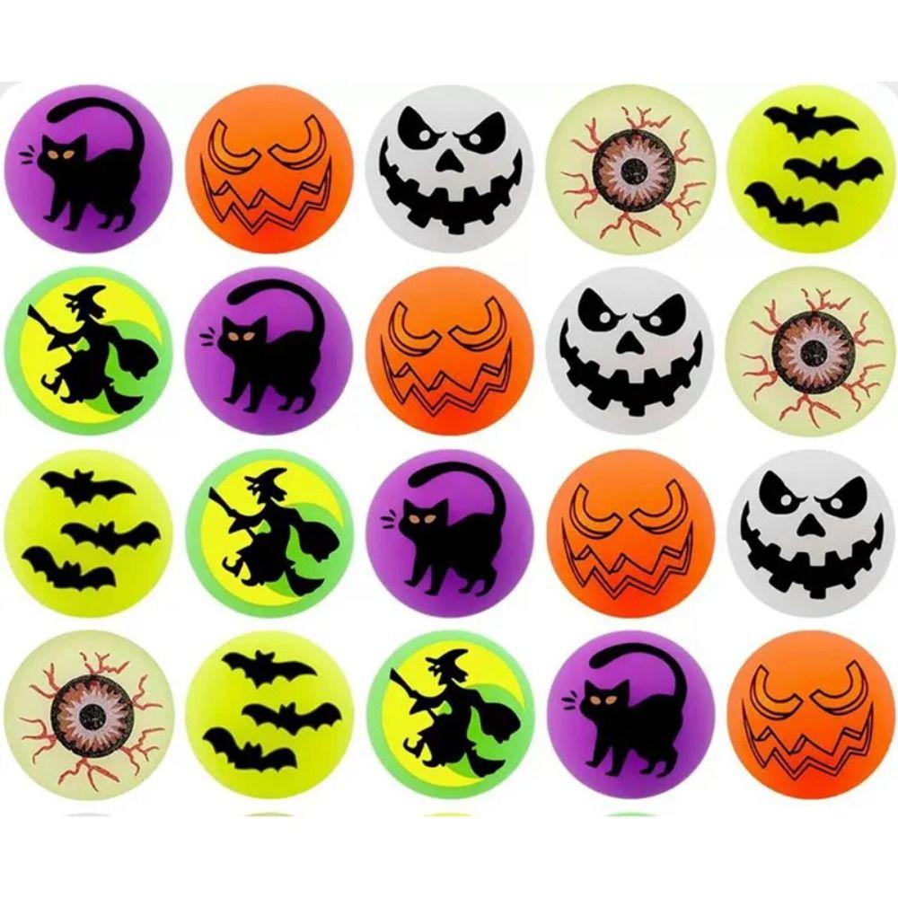10pcs/set Stretchy Eyeballs Halloween Bouncy Balls Scary Luminous Bouncy Balls Bouncy Eyeball  Gifts