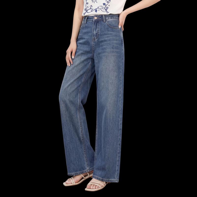 FivePlus Women's Mid-High Waist Classic Straight Leg Jeans