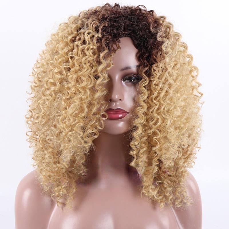 LISI HAIR Afro Women Fashion Short Curly Wig Synthetic Fiber Blonde Curly Wig for Women