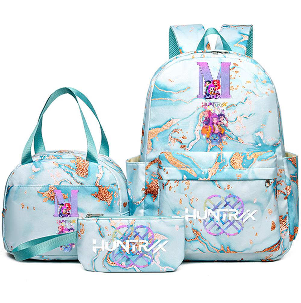 3Pcs/set Anime English Letter A-Z Printed Backpack Handbag Pencil Case for Teenager Student Girl Boy Bookbag Travel Bag Kid Gift