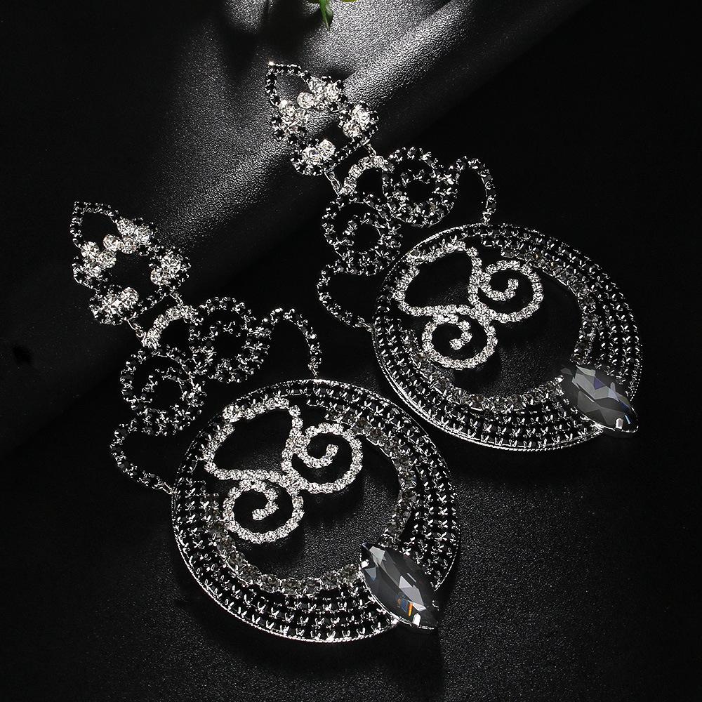 Full Diamond Long Earrings, Personality Trend Exaggerated Earrings, Hip Hop Style Women'S Earrings Earrings