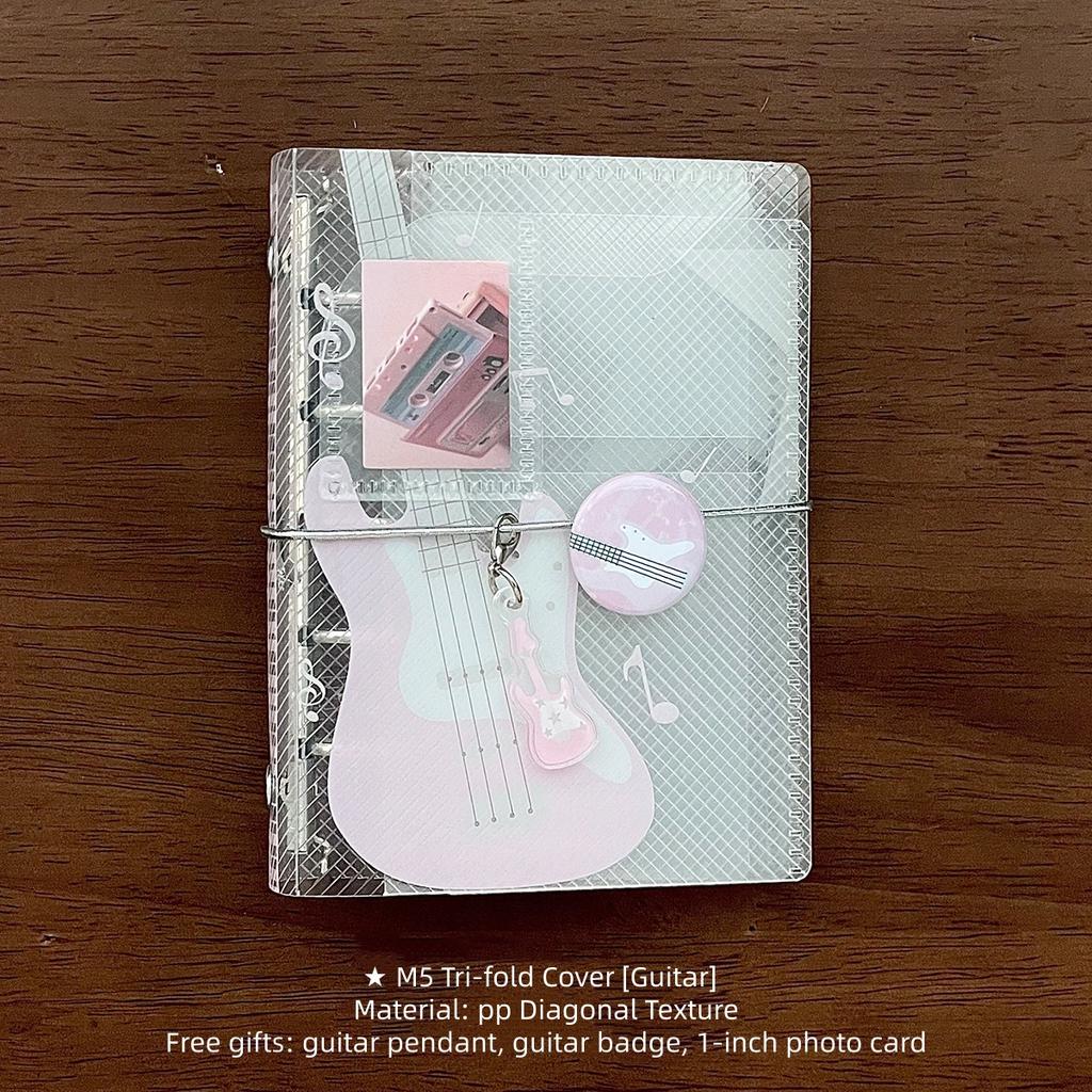 M5 Mini Binder Refill Pages Clear PP Cover Photo Album Portable 5-Hole Budget Planner Photocard Holder with Sleeves for School