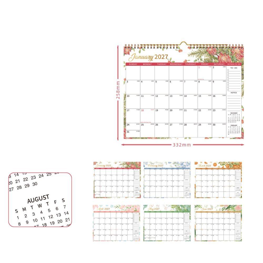 Jan. 2027 - Dec. 2027 2027 Flower Desk Calendar Oil Painting Style English Calendar Daily Plan