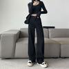 Black Straight Jeans Women's Years Pear-shaped Figure Trousers Large Size High Waist Narrow Wide Leg Trousers Jeans for Women Long Denim Pants