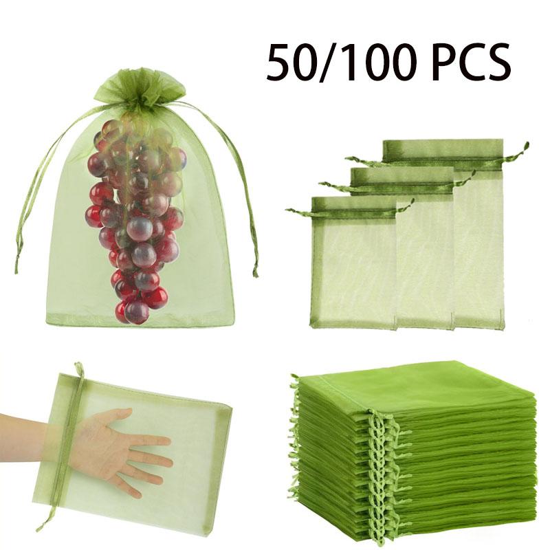 50/100 Stück Kordelzug-Netzbeutel Bündel Mund Organza-Beutel Süßigkeiten Schmuck Verpackung Hochzeitsfeier Geschenktüte Garten Obst Aufbewahrungsbeutel