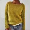 Women's Solid Color Knitted Sweater - Long Sleeve Basic Design for Europe and America