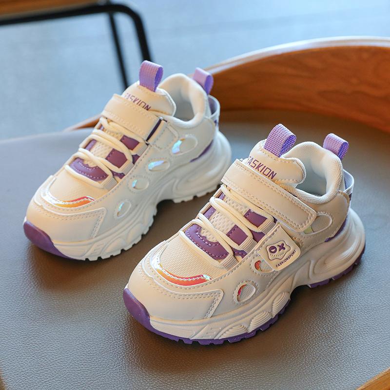 Girls' Spring New Children's Sports White Shoes, Soft-soled Dad Shoes for Older Girls, Autumn and Winter Models