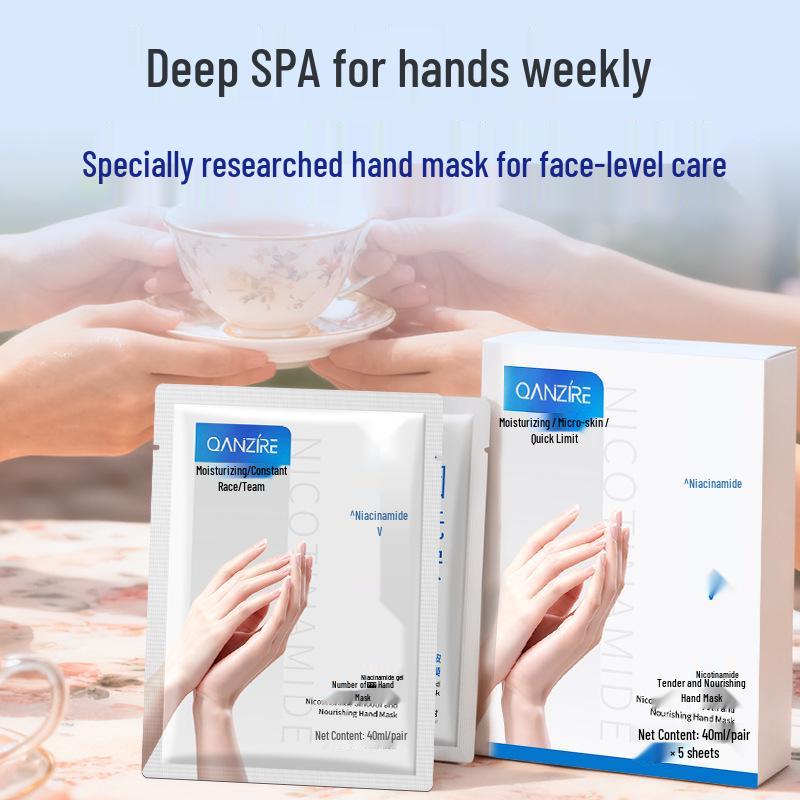 Qianzi Niacinamide Hydrating Hand Mask for Autumn & Winter - Smooth, Moisturize, and Nourish Dry, Cracked Hands.
