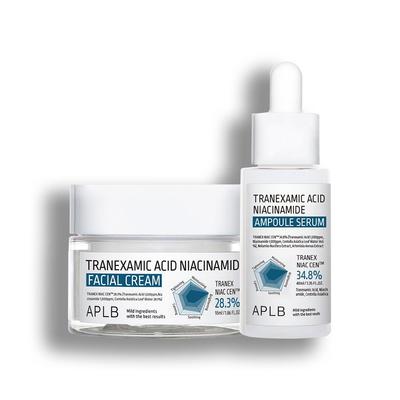 Tranexamsäure-Niacinamid-Set: Gesichtscreme + Ampullenserum kombiniert mit Centella 3X Complex