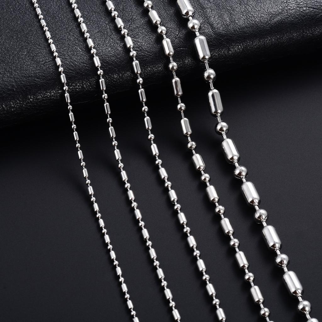 Fashion Stainless Steel Beads Necklace Link Bamboo Neck Chain for Men Women No Fade Collar Choker Copper Color Metal Jewelry