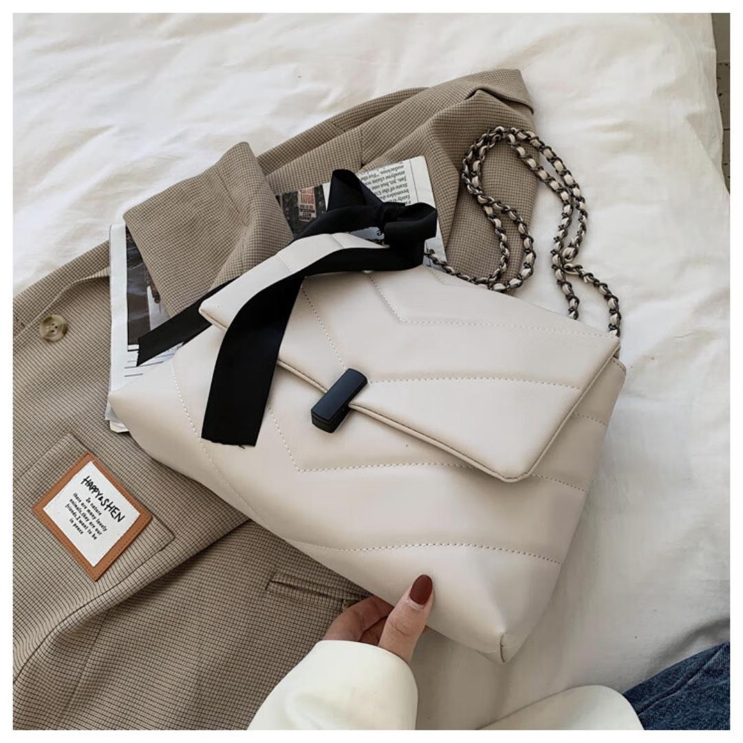 Новая модная осенне-зимняя сумка через плечо большой вместимости на одно плечо. Модная сумка-тоут длиной 31,2 см, шириной 8,5 см, высотой 22 см. белый